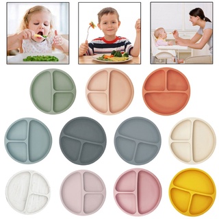 gaea* Waterproof Food Grade Silicone Baby Divided Suction Bowl Anti-Slip Children Dinner Plate Infant Learning Feeding Dish Tableware
