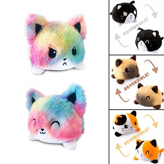 Preciosos juguetes de felpa reversibles de gato Super suave de doble cara Flip Animal muñeca de peluche regalos de cumpleaños para niños