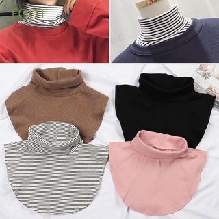 FOOT Fashion Turtleneck Ribbed Solid Color Scarf Fake Collar Detachable Women Windproof Knitted Autumn Winter Warm