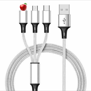 3 en 1 USB Cable de carga rápida Nylon tejido Mini portátil Simple para iPhone 7 8 X XS 11 Huawei P20 P30 Mate 30 pro (9)