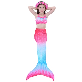 3Pc niñas nadable cola de sirena vestido de princesa niños vacaciones sirena disfraz Cosplay traje de baño de cumpleaños niños ropa de playa (3)