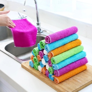 [Random Color] [Household Kitchen Bamboo Fiber Wiping Rags] [Non-stick Oil Double Layer Dish Towel][ Efficient Super Absorbent Microfiber Cleaning Cloth for House, Kitchen, Car, Window] [Car Glass Washing Micro Fiber Cleaning Towel]