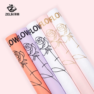 Chinese Valentine&#39;s Day New Flower Love Yuyin Paper Waterproof Printing English Wrapping Paper Valentine&#39;s Day Rose Flower Bundle Wrapping Paper