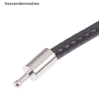 [heavendenotation] 3 mm negro cordón de cuero de cera cuerda de encaje cadena con hebilla giratoria de acero inoxidable (2)