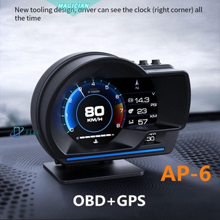 🔸Magia🔹 Alarma de seguridad Head Up pantalla Digital Smart Gauge OBD2+GPS agua y temperatura del aceite RPM Auto Display coche HUD odómetro Smart Gauge Speedomete