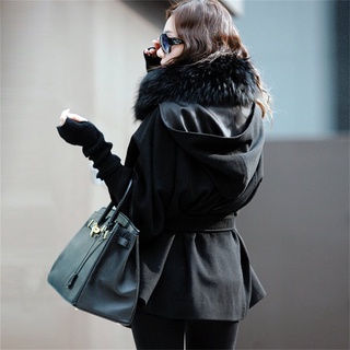 Suéter De piel sintética para mujer abrigo largo abrigo negro ropa De lana talla grande nuevo
