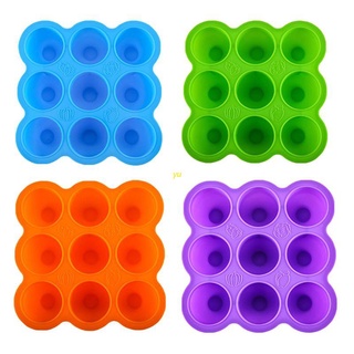 Yu 9 agujeros recipiente de alimentos para bebé suplemento caja de almacenamiento de silicona cubo de hielo molde bandeja