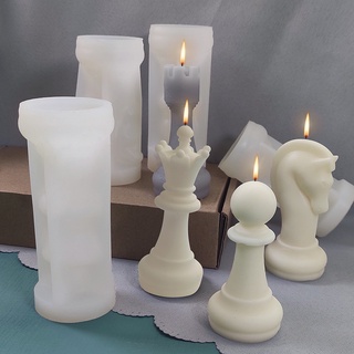 molde de silicona 3d de ajedrez para velas de aromaterapia, molde de silicona para hacer velas, molde de resina de yeso, kit de fabricación de velas