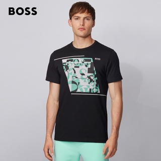 HUGO BOSS men's casual logo pattern comfortable stretch cotton round neck short sleeve T-shirt men