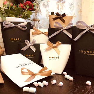 stuhlsatz 5 cajas de regalo de papel kraft suministros de regalo caja de caramelo cookie dragee gracias negro merci regalo caja de regalo bolsas de regalo