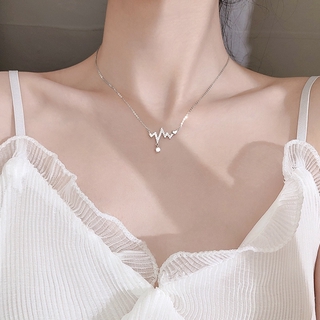 S925 plata esterlina Flash diamante latido del corazón collar de clavícula cadena para las mujeres accesorios de joyería regalo
