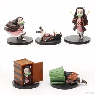 5pcs demon slayer nezuko figura de acción decoración del hogar nezuko modelo muñecas juguetes para niños colección adorno regalo para niños 3-7 cm