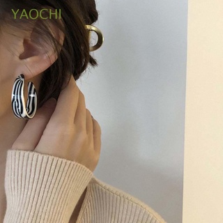 Yaochi aretes/pendientes De aro De Acrílico en forma De C y rayas blancas negras/multicoloridas