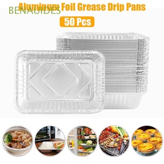 BENAUIDES 50 Pcs Grease Drip Pan Recyclable Kitchen Supplies BBQ Drip Pan Disposable Tin Outdoor Replacement Barbecue Aluminum Foil Kitchenware/Multicolor
