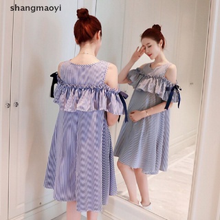 [shangmaoyi] maternidad suelta vestido embarazada vestidos de moda rayas vestido de enfermería top [shangmaoyi]