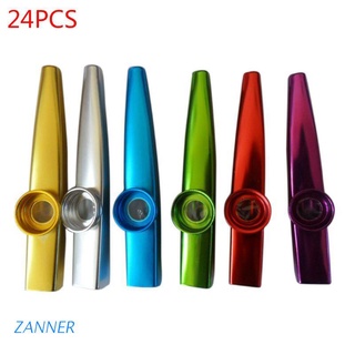 zann - 24 flautas de metal multicolor, instrumentos musicales, con 24 flautas kazoo