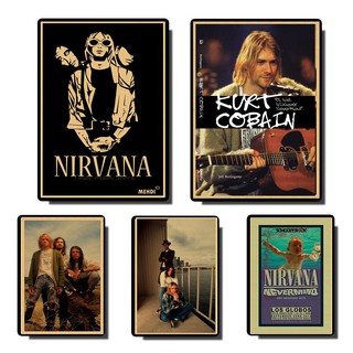 Póster Vintage Nirvana Kurt Cobain Dormitorio Kraft Rock Orquesta Decorativa Pintura