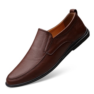 hombres caballero estilo británico cuero genuino mocasines zapatos de los hombres casual zapatos