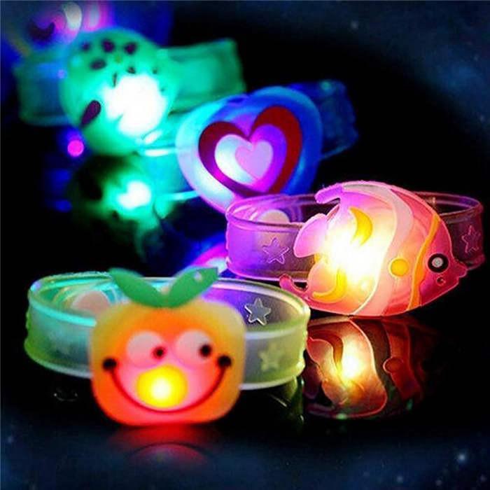 juguete para niños luz intermitente led pulsera ajustable brillante pulsera regalo de fiesta de dibujos animados flash reloj luminoso