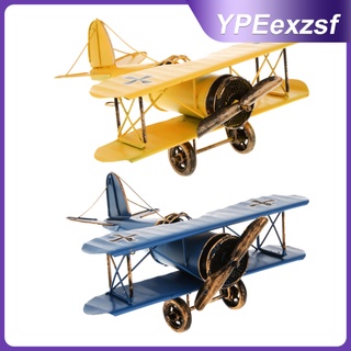 2 aviones de Metal Vintage modelo de juguete biplano avión para decoración del hogar