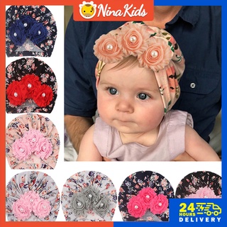 0-1 Años Listo Stock Bebé Niña Sombrero Recién Nacido Cabeza Envoltura Floral Suave