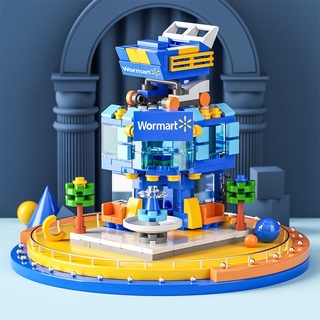 Children's educational building toys Compatible with LEGO small particle building blocks Scene street view