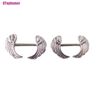 [DTophumor] 1/2 piezas de alas de acero quirúrgico pezón escudos barra ombligo anillo cuerpo Piercing joyería