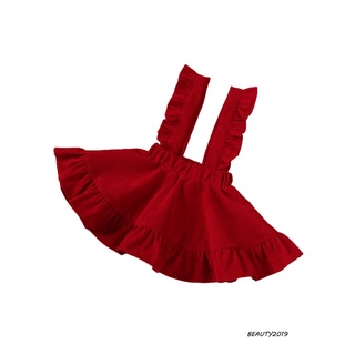 -falda De liguero Casual para niñas, Color sólido, correa de volantes, pana de una pieza (3)