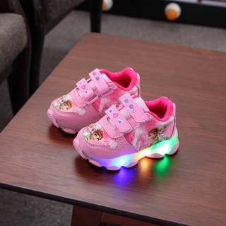 [suge] Zapatos de niños niño kasut frozen Spiderman Sepatu Flash luz LED zapatos Elsa niñas luz hasta princesa zapatos luminosos (5)