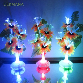 germana fiesta flor artificial decoración del hogar fibra óptica luz de noche boda día de san valentín con jarrón led casa girasoles lámpara