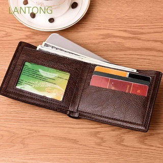 Lantong cartera pequeña pequeña De cuero para hombre/Multicolor negro/cartera delgada para hombre