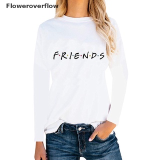 Ffmy Friends mujer Casual manga larga camiseta O cuello letra impresión suelta Tops calientes
