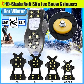 OCTOGENETTE Winter Anti Slip Crampon Cleats Shoe Accessories Ice Gripper 10-Studs Climbing Grips Hiking Snow Shoes Spikes