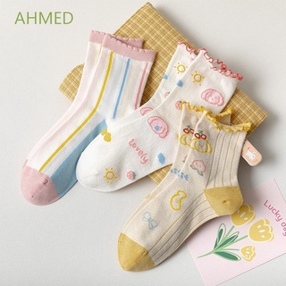 Ahmed Sweet mujeres calcetines suaves de dibujos animados calcetines de algodón lindo oso de frutas primavera niñas transpirable Hosiery