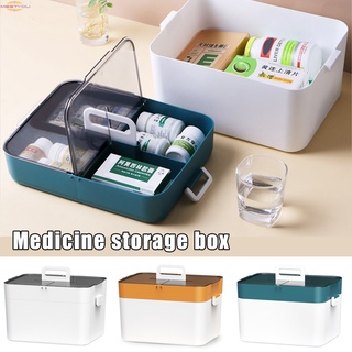 Caja de primeros auxilios de plástico multicapa portátil pequeña medicina caso con tapa hogar