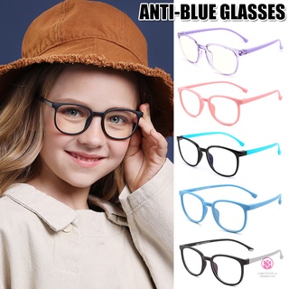 Kids Blue Light Blocking Glasses Silicone Flexible Square Eyeglasses Frame for Children