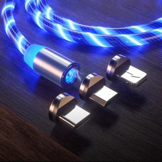 Flow Luminous Magnetic USB Cable For iPhone Lightning USB & Type-C Android Micro USB Fast Charging Cable