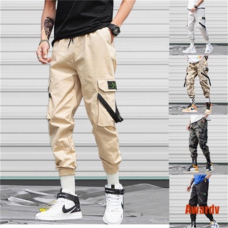 awardv pantalones casuales de verano para hombre Streetwear Hip Hop Joggers pantalones multibolsillo