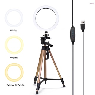 Fayshow 6" regulable LED Selfie luz redonda brillo lámpara ajustable para transmisión en vivo Selfie fotografía vídeo con trípode