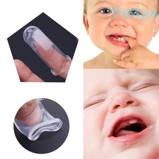 Trust cepillo de dientes de dedo para bebés/cepillo de silicona suave para masaje transparente