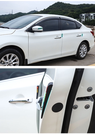 6 unids/Set Ford emblema de la puerta del coche Protector de la tira de arañazos Protector de espejo retrovisor Protector de goma parachoques anticolisión pegatina de ajuste guardia (4)