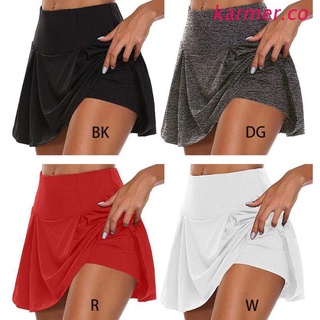 kar2 mujeres más el tamaño básico de tenis atléticos de golf pantalones deportivos falda 2 en 1 elástico correr polainas skorts color sólido activo entrenamiento pantalones cortos s-5xl