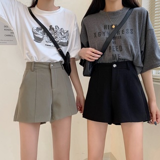 Summer loose and thin small tall waist suit wide leg shorts female black thin straight sports casual pants