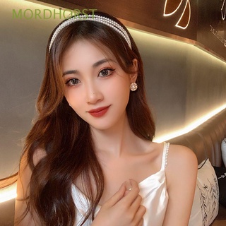mordhorst lujo estilo coreano diadema dulce mujeres aro de pelo perla diadema giro de tres capas para la boda elegante retro niñas accesorios de pelo