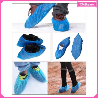100 cuentas azul desechables overshoes slip-resistance lad rain cubre zapatos