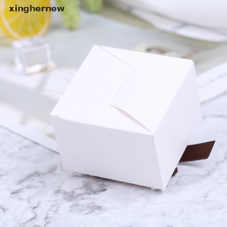 [xinghernew] 10pcs vintage retro blanco y kraft caja de papel de boda favor caja de regalo con cinta caliente