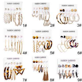 6 Pares/Set De Aretes De Metal Con Perlas Para Mujer/Accesorios De Moda