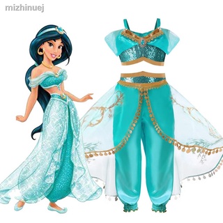 ◕^^Lâmpada De Aladdin jazmín Vestido Para niñas Up niños disfraz Halloween Árabe disfraz Cosplay niños (9)