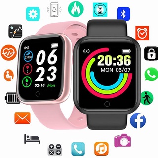 2021 NUEVO 1.44 "D20s / Y68s Impermeable Hombre Mujer Reloj inteligente Bluetooth Smartwatch Frecuencia cardíaca Monitor de presión arterial Rastreador de ejercicios para Android IOS
