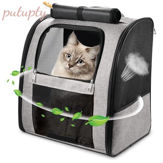 Mochila para gatos, mochila grande para mascotas, para gatos, perros, cachorros, diseño ventilado, correas de seguridad internas plegables